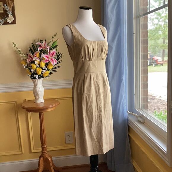 J. Crew Khaki Sleeveless Sheath Dress, Size 2 - Picture 2 of 10